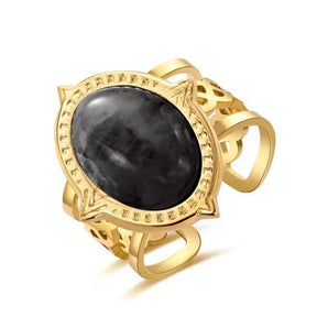 Marble Boho Ring Black